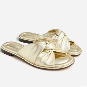 J. Crew Menorca Twisted Knot Metallic Leather Sandals Gold Size 8